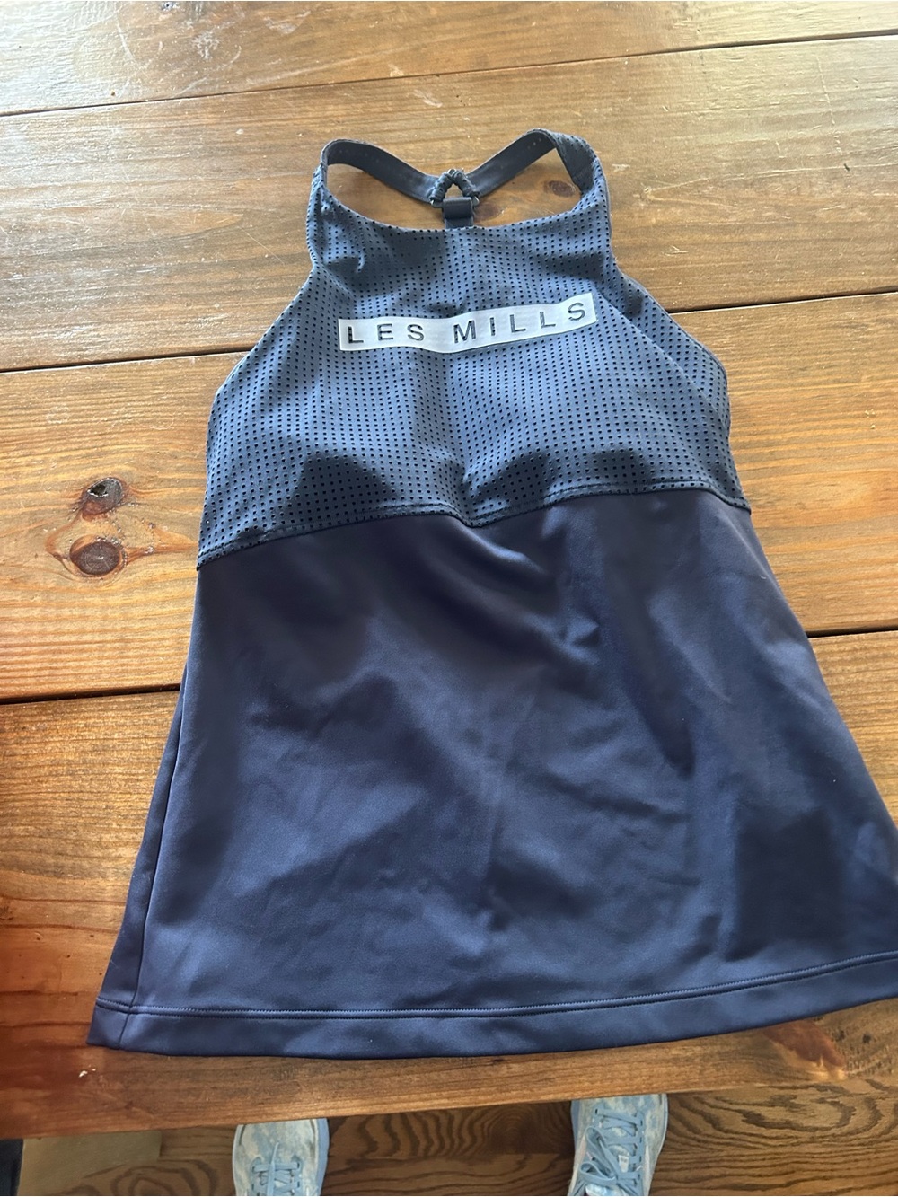 Women's Navy Gray Les Mills Reebok High-Neck Tank